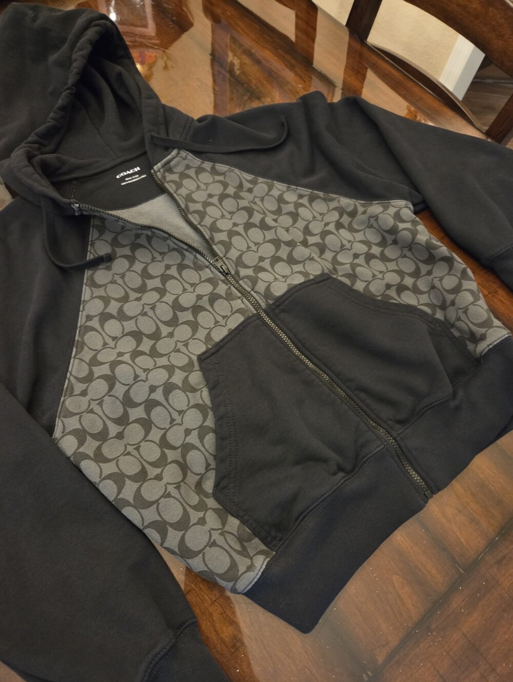 Coach Black Monogram Zip Hoodie - Men's - Picture 10 of 16